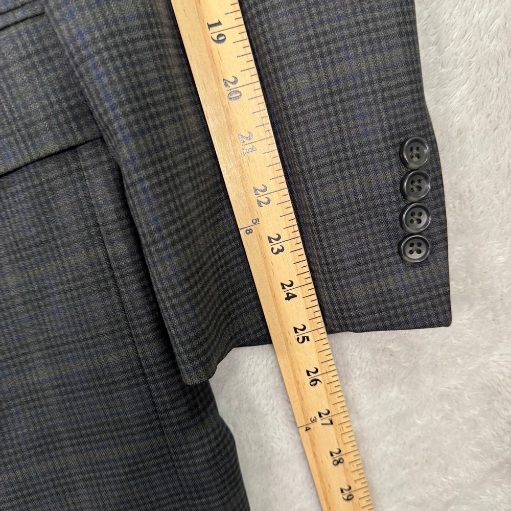 Jos‎ A Bank Mens 48R Silk Wool Plaid Sport Coat Blazer Jacket Charcoal Blue EUC - Picture 8 of 11